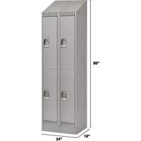 Lockers, 2 -tier, Bank of 2, 24" x 18" x 86", Steel, Grey, Knocked Down Pathway Supply LP