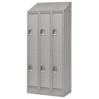 Lockers, 2 -tier, Bank of 3, 36" x 18" x 86", Steel, Grey, Knocked Down Pathway Supply LP