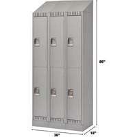 Lockers, 2 -tier, Bank of 3, 36" x 18" x 86", Steel, Grey, Knocked Down Pathway Supply LP