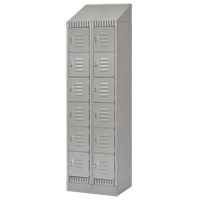 Lockers, 6 -tier, Bank of 2, 24" x 18" x 86", Steel, Grey, Knocked Down Pathway Supply LP