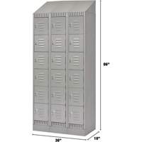 Lockers, 6 -tier, Bank of 3, 36" x 18" x 86", Steel, Grey, Knocked Down Pathway Supply LP
