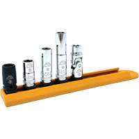 Jeu de douilles chrom&eacute;es avec rail, 5 Morceaux, Prise de 1/4" Pathway Supply LP