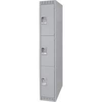Lockers, 3 -tier, 12" x 18" x 72", Steel, Grey, Knocked Down Pathway Supply LP