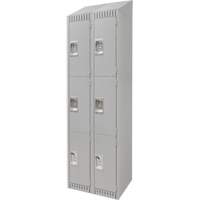 Lockers, 3 -tier, Bank of 2, 24" x 18" x 82", Steel, Grey, Knocked Down Pathway Supply LP
