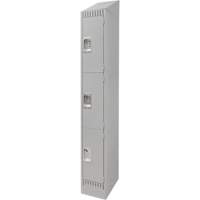 Lockers, 3 -tier, 12" x 18" x 86", Steel, Grey, Knocked Down Pathway Supply LP