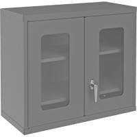 Wall-Mountable Storage Cabinet with Clearview Doors, 26-15/16" H x 29-7/8" W x 13-11/16" D, 2 Shelves, Steel, Grey Pathway Supply LP