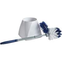 Toilet Brush with Lip & Holder, 15" L, Synthetic Bristles, White Pathway Supply LP