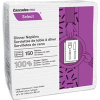 Pro Select&reg; 1/8 Fold Dinner Napkin, 2 Ply, 15" x 16" Pathway Supply LP