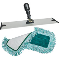 Dust Mop Pad & Frame, Hook and Loop Style, Polyester, 18" L x 5-3/4" W Pathway Supply LP