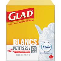 Petits sacs &agrave; ordures 25 L avec Febreze, R&eacute;gulier, 20" la x 20" lo, Blanc Pathway Supply LP