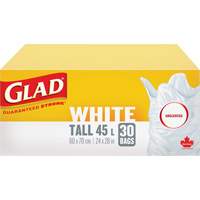 Tall 45L Unscented Garbage Bags, Regular, 24" W x 28" L, White Pathway Supply LP