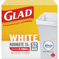 X-Small 15L Roommate Febreze Garbage Bags, Regular, 17" W x 20" L, White Pathway Supply LP
