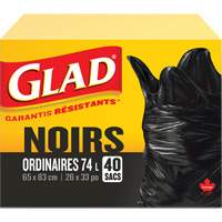 74L Garbage Bags, Regular, 26" W x 33" L, Black Pathway Supply LP