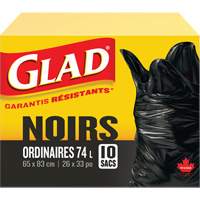 74L Garbage Bags, Regular, 26" W x 33" L, Black Pathway Supply LP
