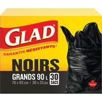 90L Garbage Bags, Regular, 30" W x 33" L, Black Pathway Supply LP