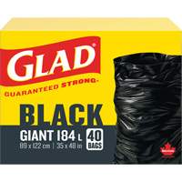 184L Garbage Bags, Regular, 35" W x 48" L, Black Pathway Supply LP