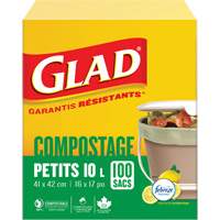 Small Compostable Bags, Regular, 17" L x 16" W, Brown, 10 L (3 Gal.) Capacity Pathway Supply LP