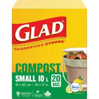 Small Compostable Bags, Regular, 17" L x 16" W, Brown, 10 L (3 Gal.) Capacity Pathway Supply LP