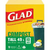 Tall Compostable Bags, Regular, 31" L x 24" W, Brown, 49 L (13 Gal.) Capacity Pathway Supply LP