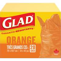 135L Garbage Bags, Regular, 31" W x 42" L, Orange Pathway Supply LP