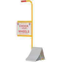 Wheel Chock with Handle & Sign, 7" W x 11-7/8" D x 7-11/16" H Pathway Supply LP