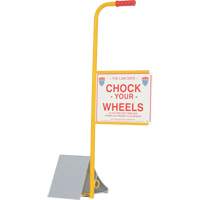 Wheel Chock with Handle & Sign, 7" W x 11-7/8" D x 7-11/16" H Pathway Supply LP
