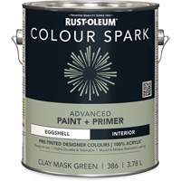 Colour Spark Interior Pre-Tinted Paint + Primer Wall Paint, Clay Mask Green, Eggshell, 3.78 L, Gallon Pathway Supply LP
