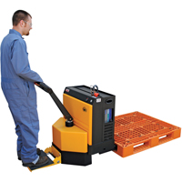 Fully Powered Electric Pallet Truck With  Stand-On Platform, 4500 lbs. Cap., 48" L x 30.25" W Pathway Supply LP