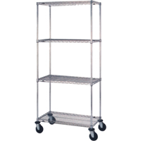 Chariots en treillis m&eacute;tallique, Chrom&eacute;, 18" x 69" x 36", Capacit&eacute; 800 lb Pathway Supply LP