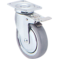 Zinc Plated Caster, Swivel with Brake, 3" (76 mm), Rubber, 150 lbs. (68 kg.) Pathway Supply LP