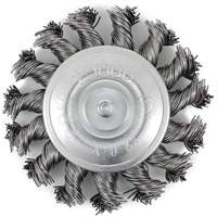 Shaft Mounted Knot Twisted Radial Brush, 3" Dia., 0.02" Fill, 1/4" Arbor, Stainless Steel Pathway Supply LP