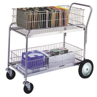 Chariot de bureau en treillis m&eacute;tallique pour le courrier, 250 lb Capacit&eacute;, Chrome, 23-3/4" p x 43" la x 38-1/2" h, Chrom&eacute; Pathway Supply LP