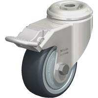 Stainless Steel Thermoplastic Elastomer Caster, Swivel with Brake, 3-1/8" (79.5 mm) Dia., 220 lbs. (100 kg.) Capacity Pathway Supply LP