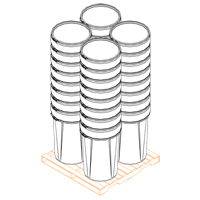 Baril emboîtable en poly&eacute;thyl&egrave;ne, 55 gal. US (45 gal. imp.), Dessus ouvert, Jaune Pathway Supply LP