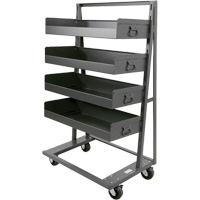 Single-Sided Heavy Duty A-Frame Cart with 4 Large Lipped Trays, 38" x 25" x 63", 2500 lbs. Capacity Pathway Supply LP