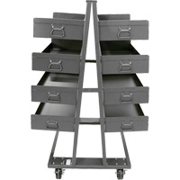 Double-Sided Heavy Duty A-Frame Cart with 8 Large Lipped Trays, 38" x 30" x 63", 2500 lbs. Capacity Pathway Supply LP