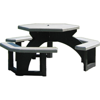 Recycled Plastic Hexagon Picnic Tables, 78" L x 78" W, Grey Pathway Supply LP