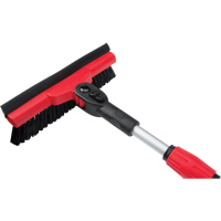 Snow Brush With Pivot Head, Telescopic, Rubber Squeegee Blade, 52" Long, Black/Red Pathway Supply LP