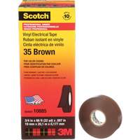 Scotch&reg; Vinyl Colour Coding Electrical Tape, 19 mm (3/4") W x 20 m (66') L, 7 mils, Brown Pathway Supply LP