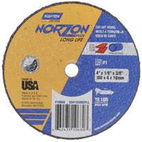NorZon Plus SGZ CA Small Diameter Cut-Off Wheel, 4" x 1/8", 3/8" Arbor, Type 01/41, Ceramic Alumina, 19100 RPM Pathway Supply LP