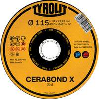 Meule &agrave; tronçonner CA60Q-BFPX CERABOND X, 4-1/2" x 0,039", Arbre de 7/8", Type 1 Pathway Supply LP