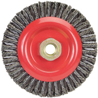 Brosse &agrave; fils nou&eacute;s pour cordons de soudure pour meuleuse angulaire, Dia. 5", Fils 0,02", Arbre 5/8"-11, Acier Pathway Supply LP