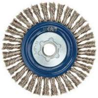 Brosse &agrave; fils nou&eacute;s pour cordons de soudure pour meuleuse angulaire, Dia. 5", Fils 0,02", Arbre 5/8"-11, Acier inoxydable Pathway Supply LP