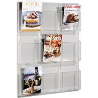 Literature Displays, Wall Mount, 9 Slots, Plastic, 30" W x 2" D x 36-7/8" H Pathway Supply LP