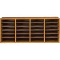 Adjustable Compartment Literature Organizer, Stationary, 24 Slots, Wood, 39-1/4" W x 11-3/4" D x 16-1/4" H Pathway Supply LP