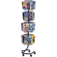 Literature Display Racks - Rotary Floor Displays, Rotating, 32 Slots, Wire Mesh, 15" W x 15" D x 60" H Pathway Supply LP