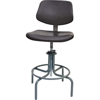 600 Series Rectangular Stool with Back , Mobile, Adjustable, 25" - 31", Polyurethane Seat, Black Pathway Supply LP