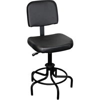 6000 Series Stool with Back, Stationary, Adjustable, 26" - 31", Vinyl Seat, Black Pathway Supply LP