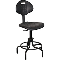 6000 Series Stool with Back, Stationary, Adjustable, 24" - 29", Polyurethane Seat, Black Pathway Supply LP