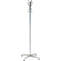 Coat Tree, 60" H, Steel, Chrome, 8 Hook(s) Pathway Supply LP